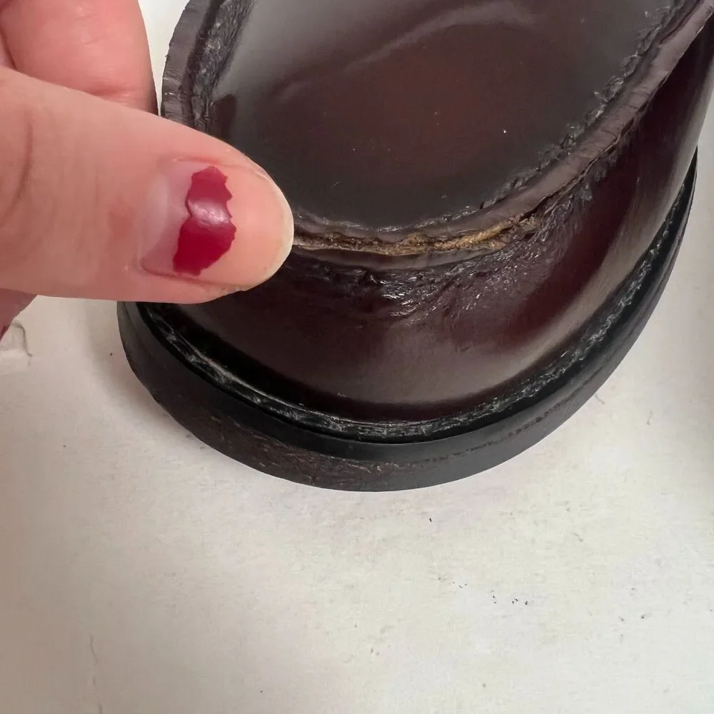 King's Court Burgundy Patent Leather Penny Loafers Size 15M